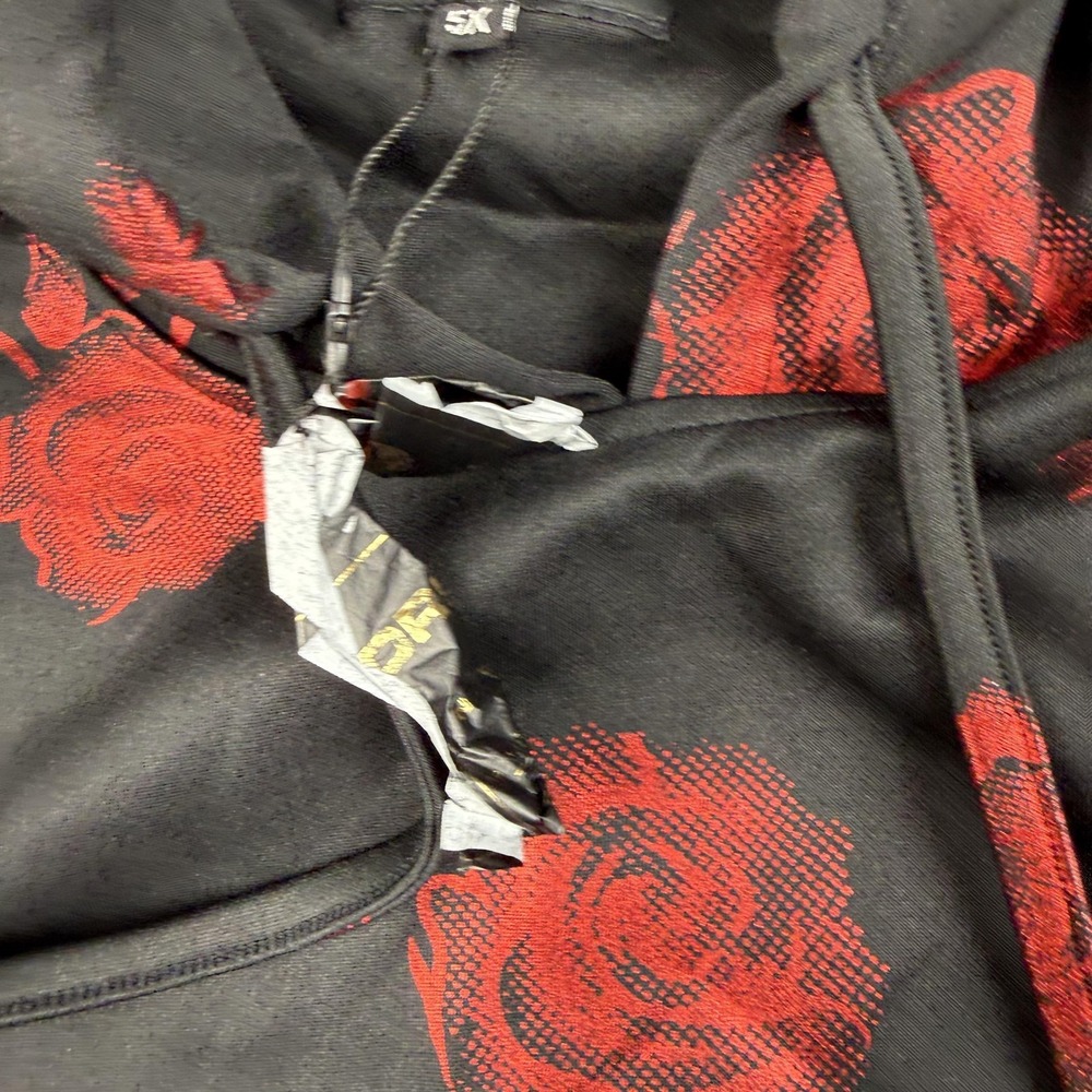 Drill Clothing Company Hoodie‎ Mens 5XL Black Rose Floral Pullover Stretch - Picture 7 of 11
